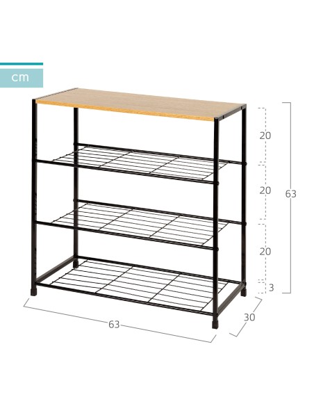 Max Home Zapatero metálico 4 niveles 63x30x63 cm