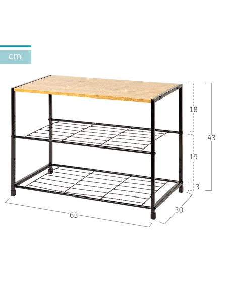Max Home Zapatero metálico 3 niveles 63x30x43 cm