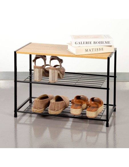 Max Home Zapatero metálico 3 niveles 63x30x43 cm