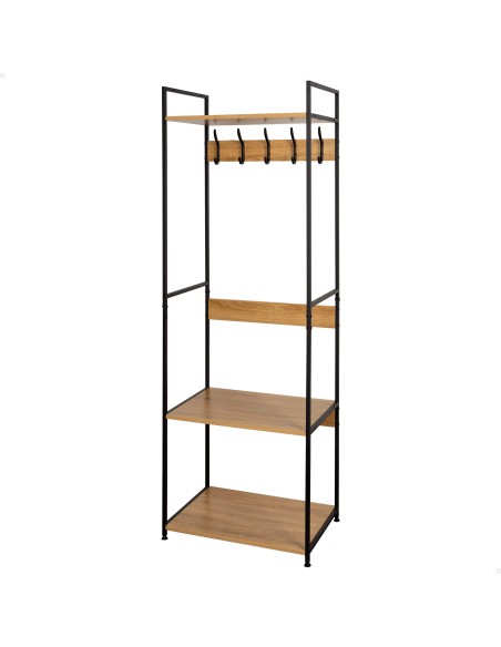 Max Home Sapateira de madeira e aço com 3 prateleiras 60x40x175 cm