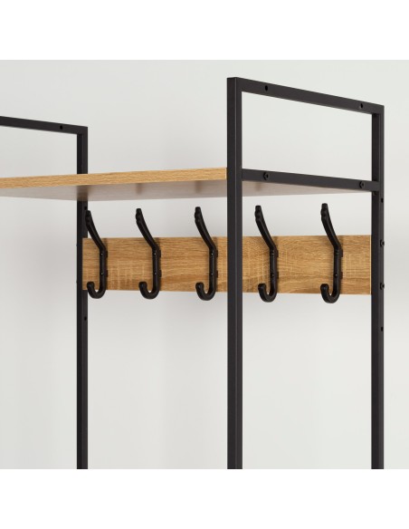 Max Home Sapateira de madeira e aço com 3 prateleiras 60x40x175 cm