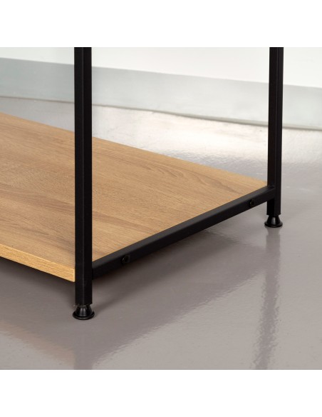 Max Home Sapateira de madeira e aço com 3 prateleiras 60x40x175 cm