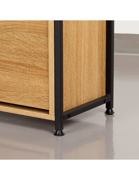 Max Home Sapateira de corredor em madeira e aço com 3 gavetas 60x24x132 cm