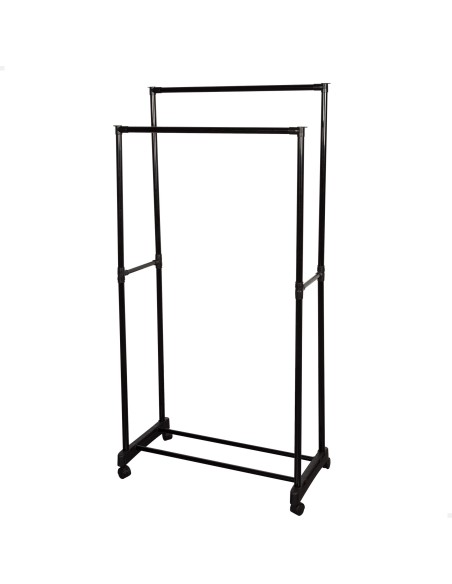 Max Home Burro de roupa altura dupla com sapateira e rodas 75x40x157 cm