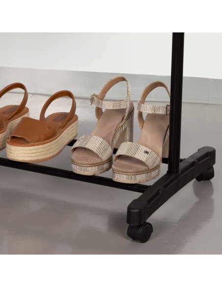 Max Home Burro de roupa altura dupla com sapateira e rodas 75x40x157 cm
