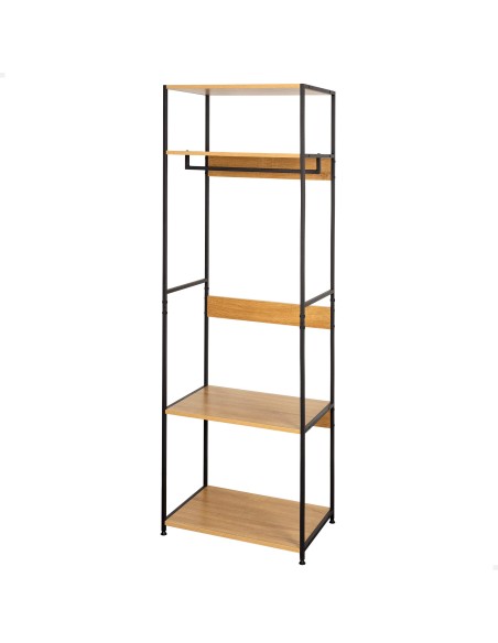 Max Home Armario abierto madera y acero 4 estantes 60x40x175 cm