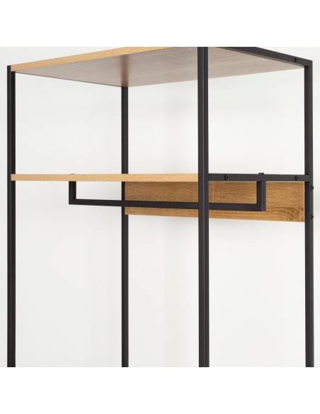 Max Home Armario abierto madera y acero 4 estantes 60x40x175 cm