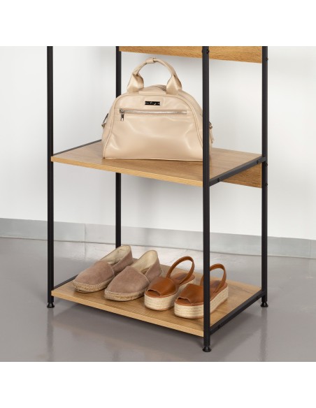 Max Home Armario abierto madera y acero 4 estantes 60x40x175 cm
