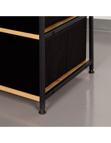 Max Home Armario abierto madera y acero 2 cajones de tela 60x40x175 cm