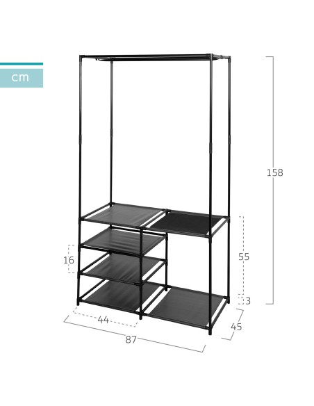 Max Home Armario abierto 4 estantes de tela 87x45x158 cm