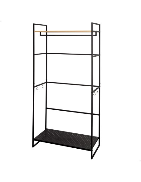 Max Home Armário aberto em madeira e aço 2 prateleiras 83x39x167 cm