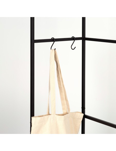 Max Home Armário aberto em madeira e aço 2 prateleiras 83x39x167 cm
