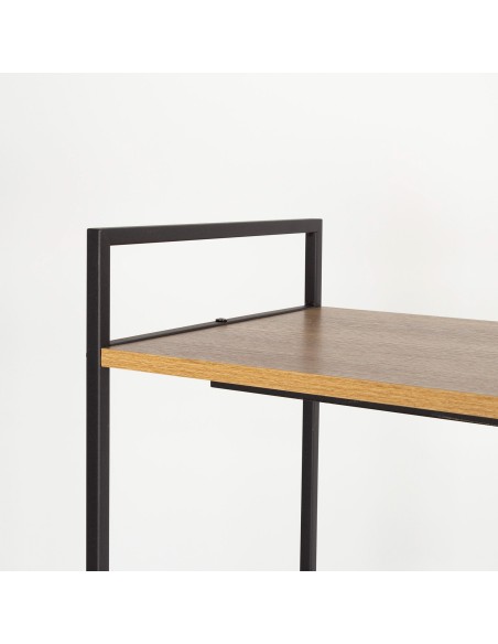 Max Home Armário aberto em madeira e aço 2 prateleiras 83x39x167 cm