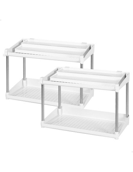 Max Home Pack 2 prateleiras para especiarias de altura dupla com tabuleiro extraível