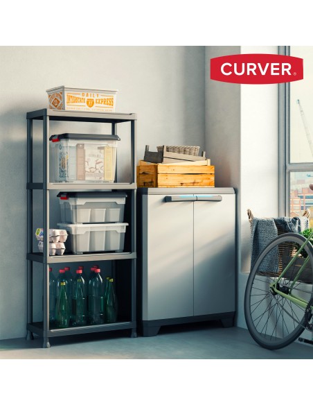 Curver Estante de plástico resistente 4 prateleiras 60x30x135 cm