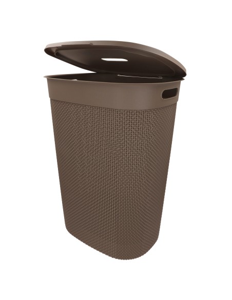 Curver Cesto para roupa suja Filo 55L castanho com tampa
