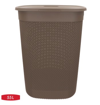 Curver Cesto para roupa suja Filo 55L castanho com tampa 2