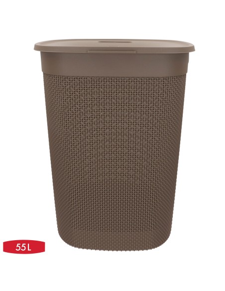 Curver Cesto para roupa suja Filo 55L castanho com tampa
