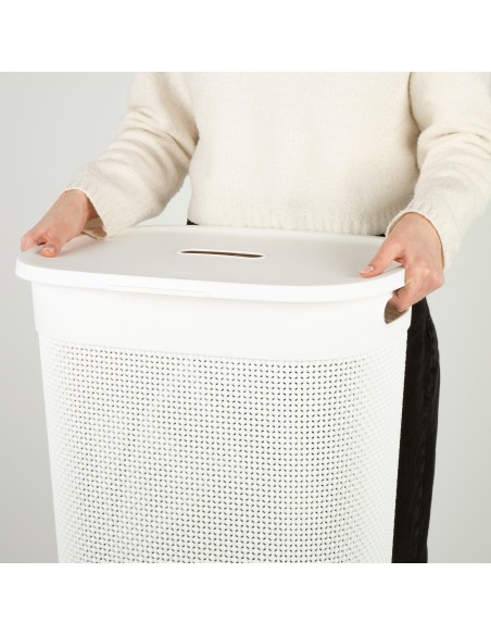 Curver Cesto para roupa suja Filo 55L branco com tampa