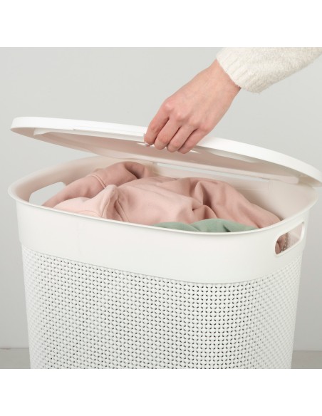 Curver Cesto para roupa suja Filo 55L branco com tampa