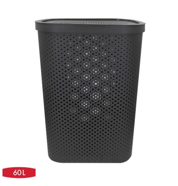 Curver Cesto para roupa suja Infinity 60L cinzento com tampa 2