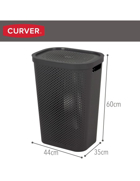 Curver Cesto para roupa suja Infinity 60L cinzento com tampa