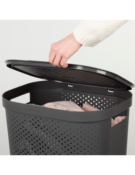 Curver Cesto para roupa suja Infinity 60L cinzento com tampa