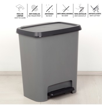 Curver Caixote do lixo Compatta 25L cinzento 2