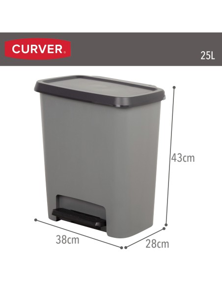 Curver Caixote do lixo Compatta 25L cinzento