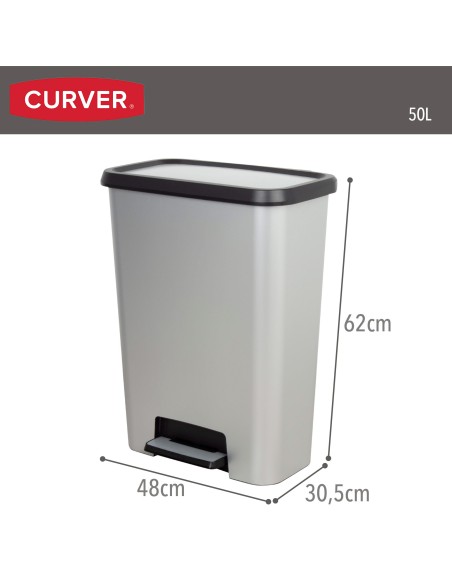 Curver Caixote do lixo Compatta 50L Metálico