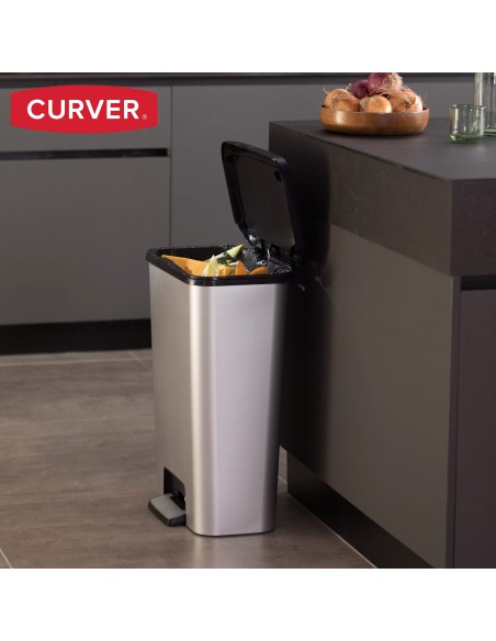 Curver Caixote do lixo Compatta 50L Metálico