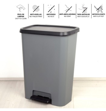 Curver Caixote do lixo Compatta 50L cinzento 2