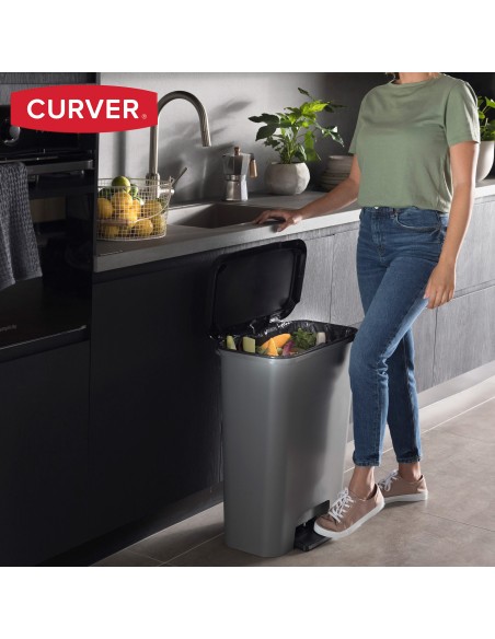 Curver Caixote do lixo Compatta 50L cinzento