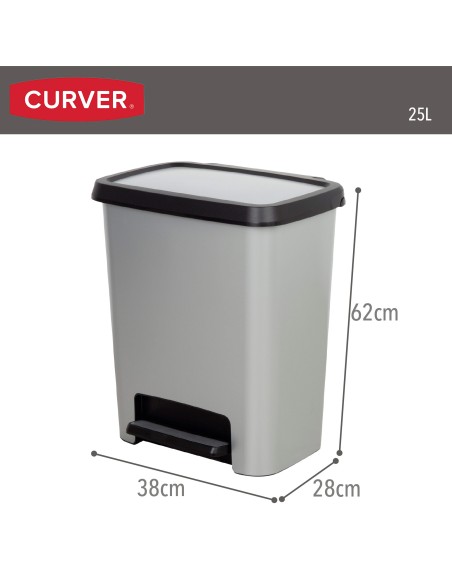 Curver Caixote do lixo Compatta 25L Metálico