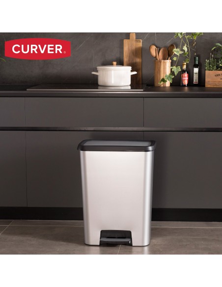 Curver Caixote do lixo Compatta 25L Metálico