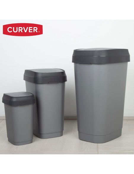 Curver Caixote do lixo com tampa dupla 30-35L cinzento
