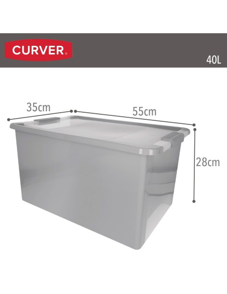 Curver Caixa de arrumação com tampa Bi-Box 40L cinzento