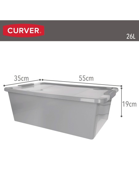 Curver Caixa de arrumação com tampa Bi-Box 26L cinzento