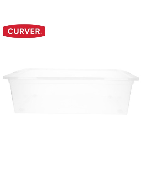 Curver Caixa de arrumação com tampa e rodas C-Box 27L Transparente
