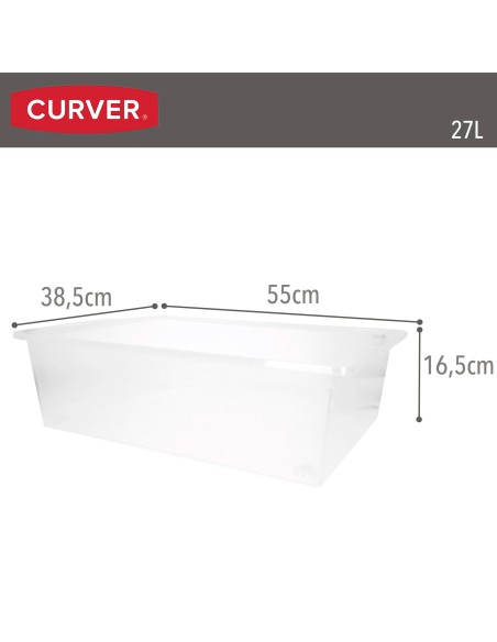 Curver Caixa de arrumação com tampa e rodas C-Box 27L Transparente