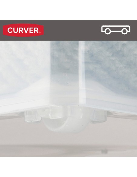 Curver Caixa de arrumação com tampa e rodas C-Box 27L Transparente
