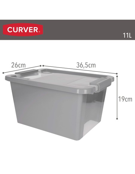 Curver Caixa de arrumação com tampa Bi-Box 11L cinzento