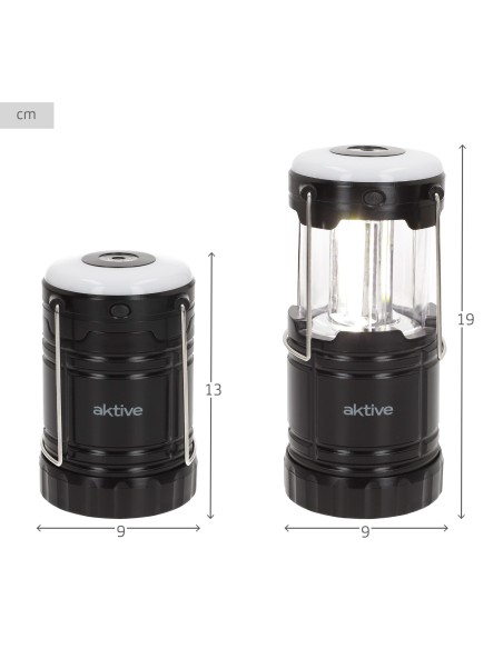 Luz de campismo LED 4 em 1 a pilhas 270 lúmens com gancho
