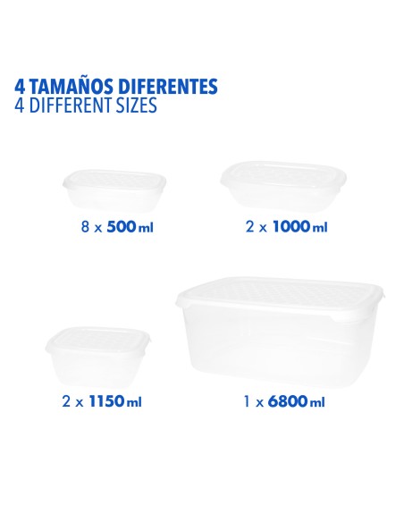 Max Home Pack 13 recipientes de plástico de 0,5 a 6,8L