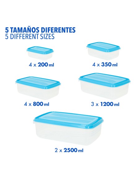 Max Home Pack 17 recipientes de plástico 0,2 a 2,5L