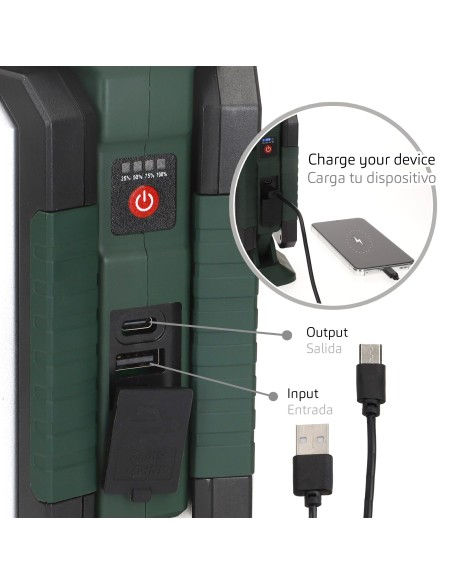 3 em 1 USB e powerbank 1500 lúmenes exterior LED triplo holofote