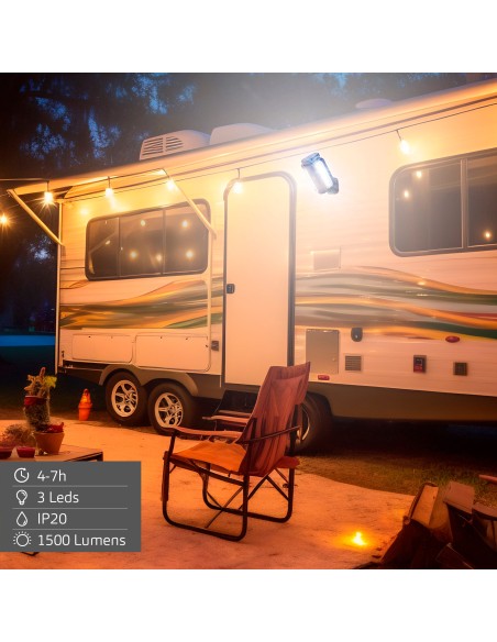 3 em 1 USB e powerbank 1500 lúmenes exterior LED triplo holofote