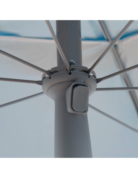 Guarda-chuva de praia à prova de vento 8 varetas 210 cm azul com mesa