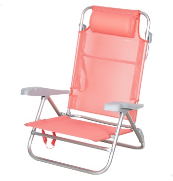 Cadeira de praia baixa multiposições 47x49x82 cm coral