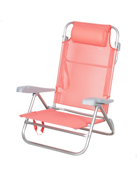 Cadeira de praia baixa multiposições 47x49x82 cm coral